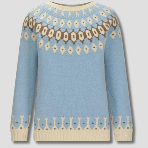 Suéter de lana azul cielo Aurora Nordic para mujer, tejido