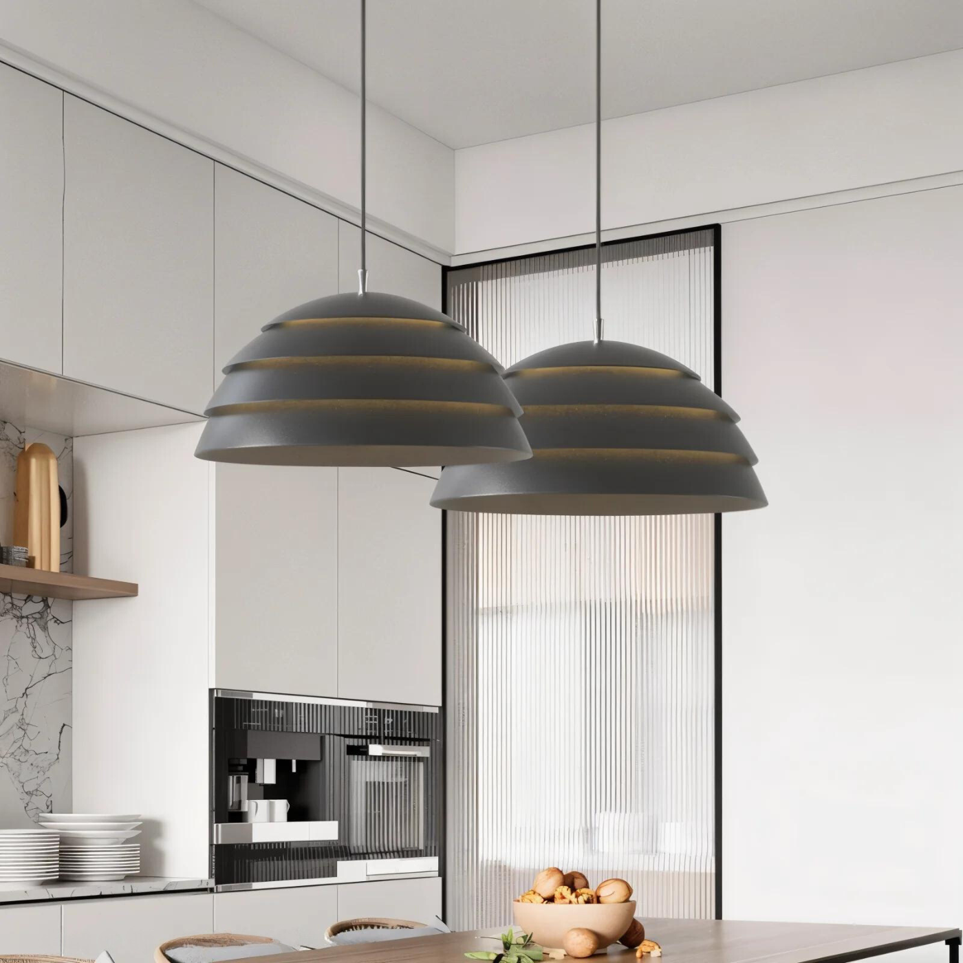 Lampă suspendată LumaNova Halo Dome pentru living modern