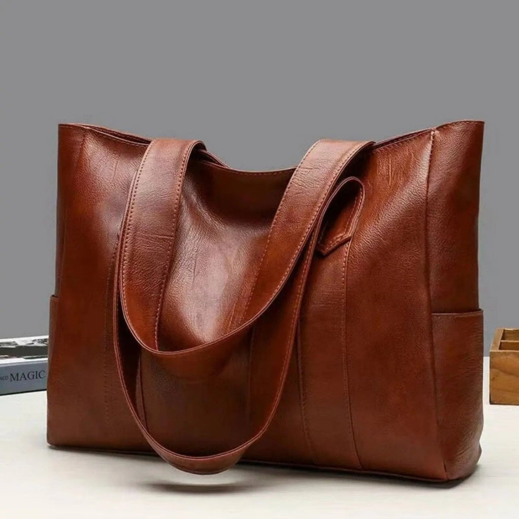 Shoulder Bag In Genuine Leather Vintage Charm Polished Finish