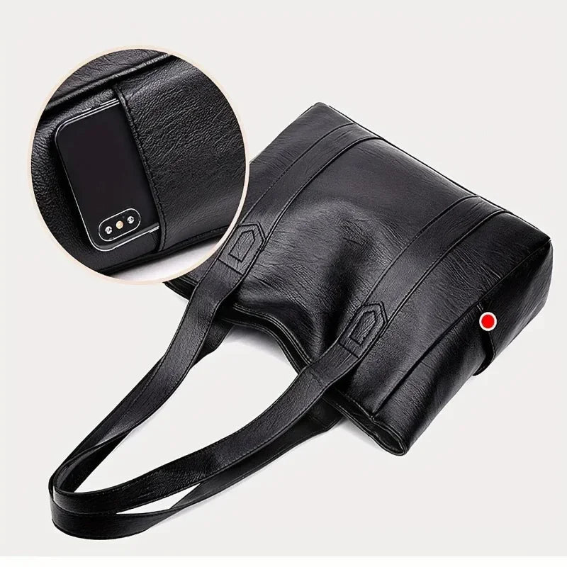 Shoulder Bag In Genuine Leather Vintage Charm Polished Finish