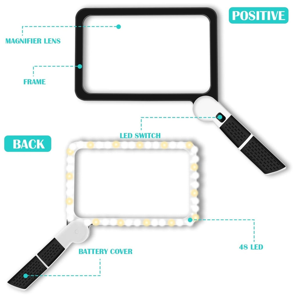 Lupă de mână LuminaView 5x cu LED pentru citire precisă și detalii fine