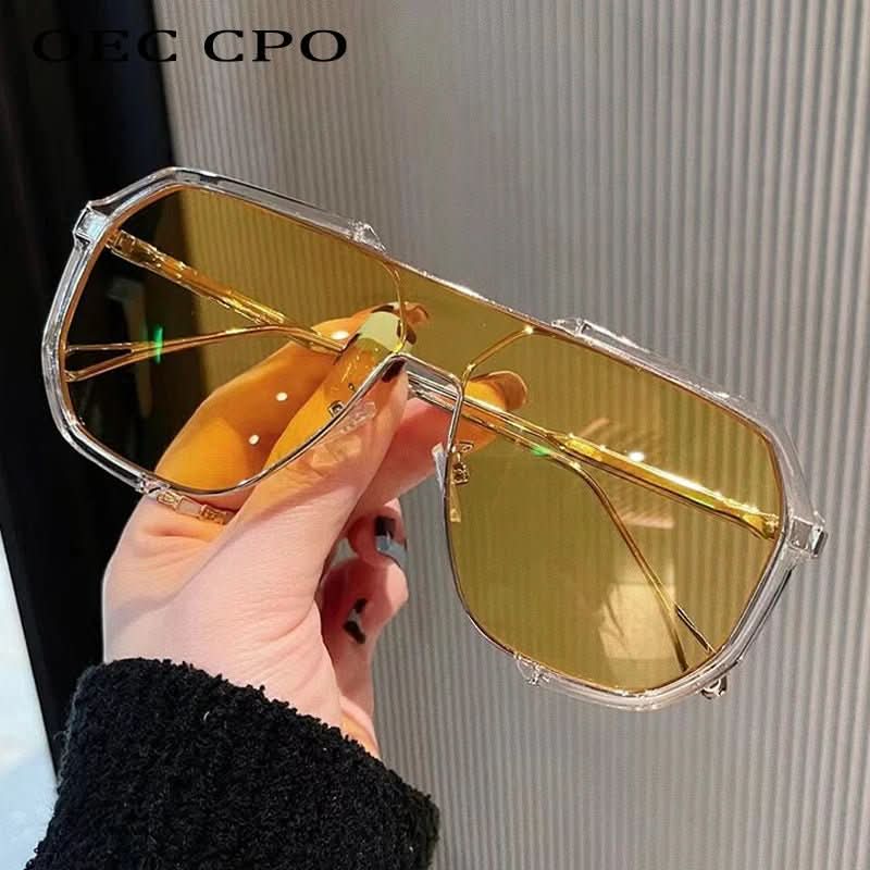 Übergroße quadratische Damen-Sonnenbrille mit UV400-Farbwechselgläsern