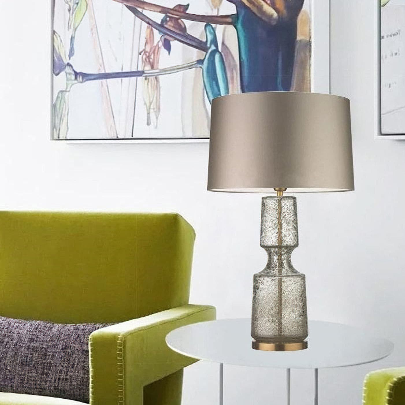 Aurora metall- og glassbordlampe for hjem og kontor med myk stemningsbelysning
