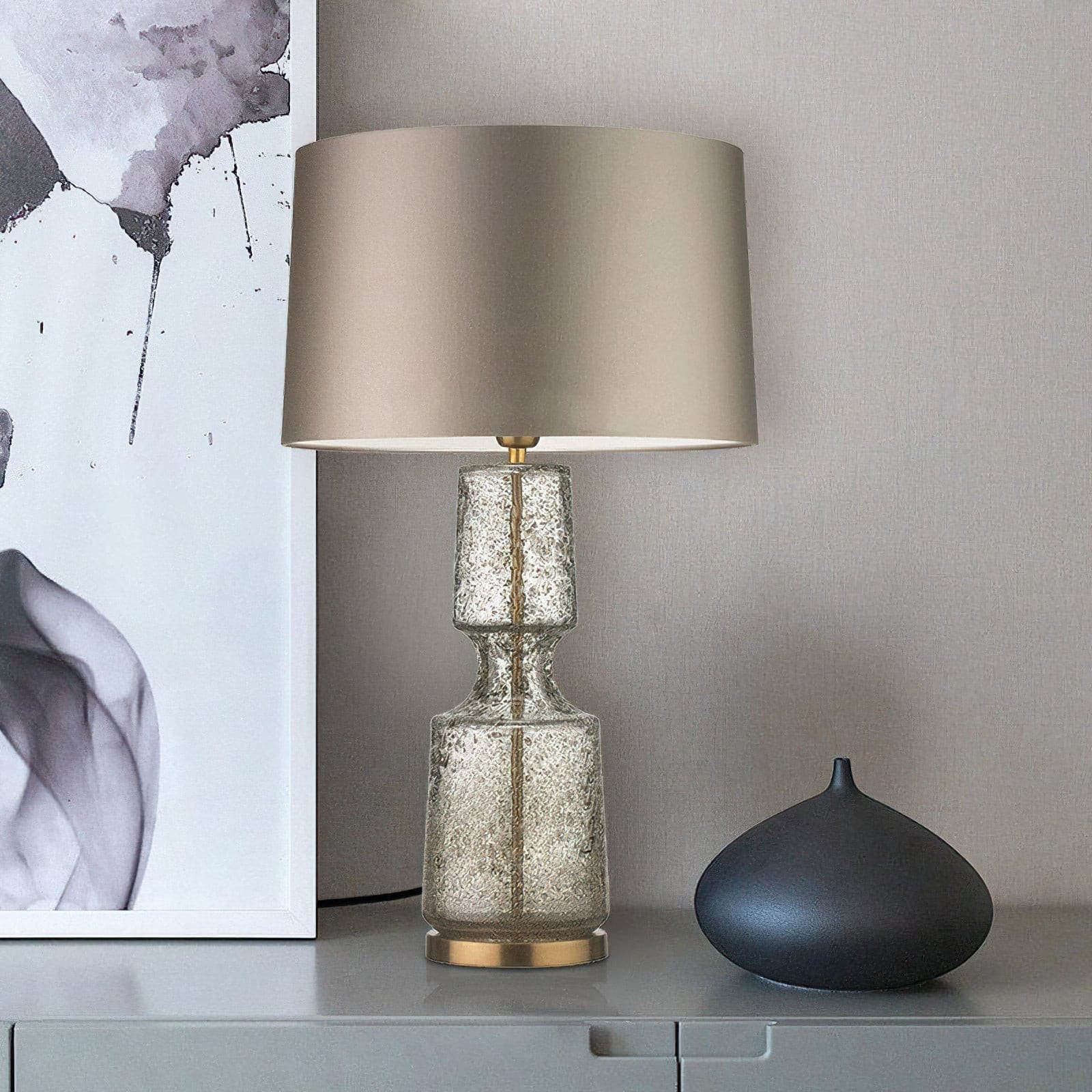 Aurora metall- og glassbordlampe for hjem og kontor med myk stemningsbelysning