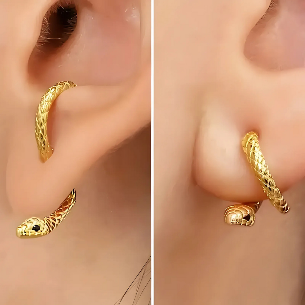 Aura Snake Ear Wrap Earrings Adjustable For Any Ear In Gold-Plated Or Sterling Silver