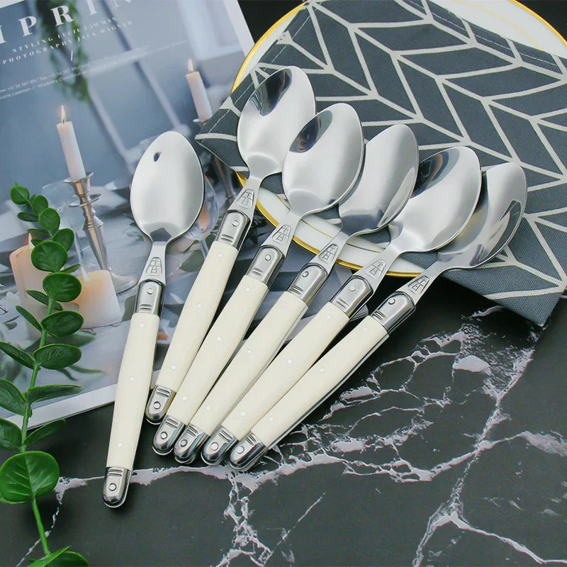 Ivory-Handled Cutlery Set In Stainless Steel 24-Piece For Everyday Dining