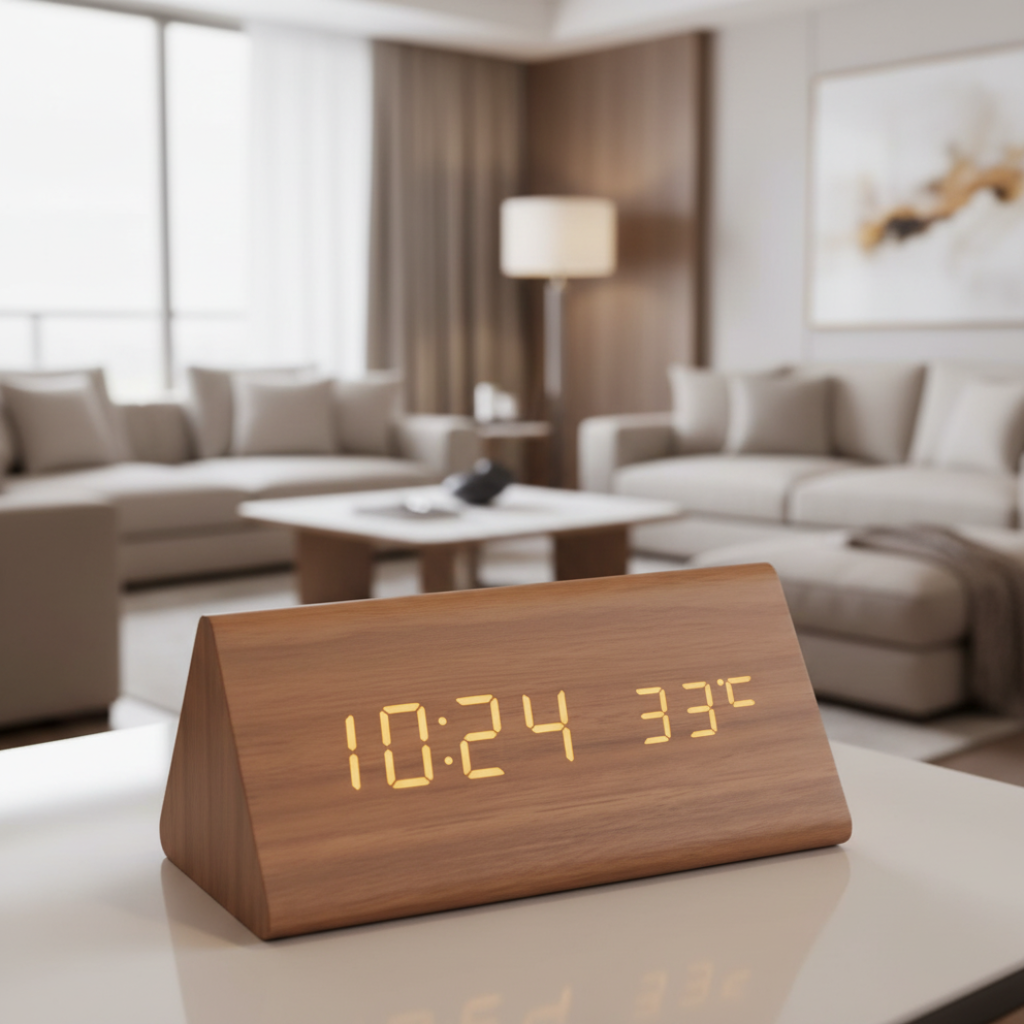 Reloj LED TimberLume con control por aplausos y voz para cualquier espacio