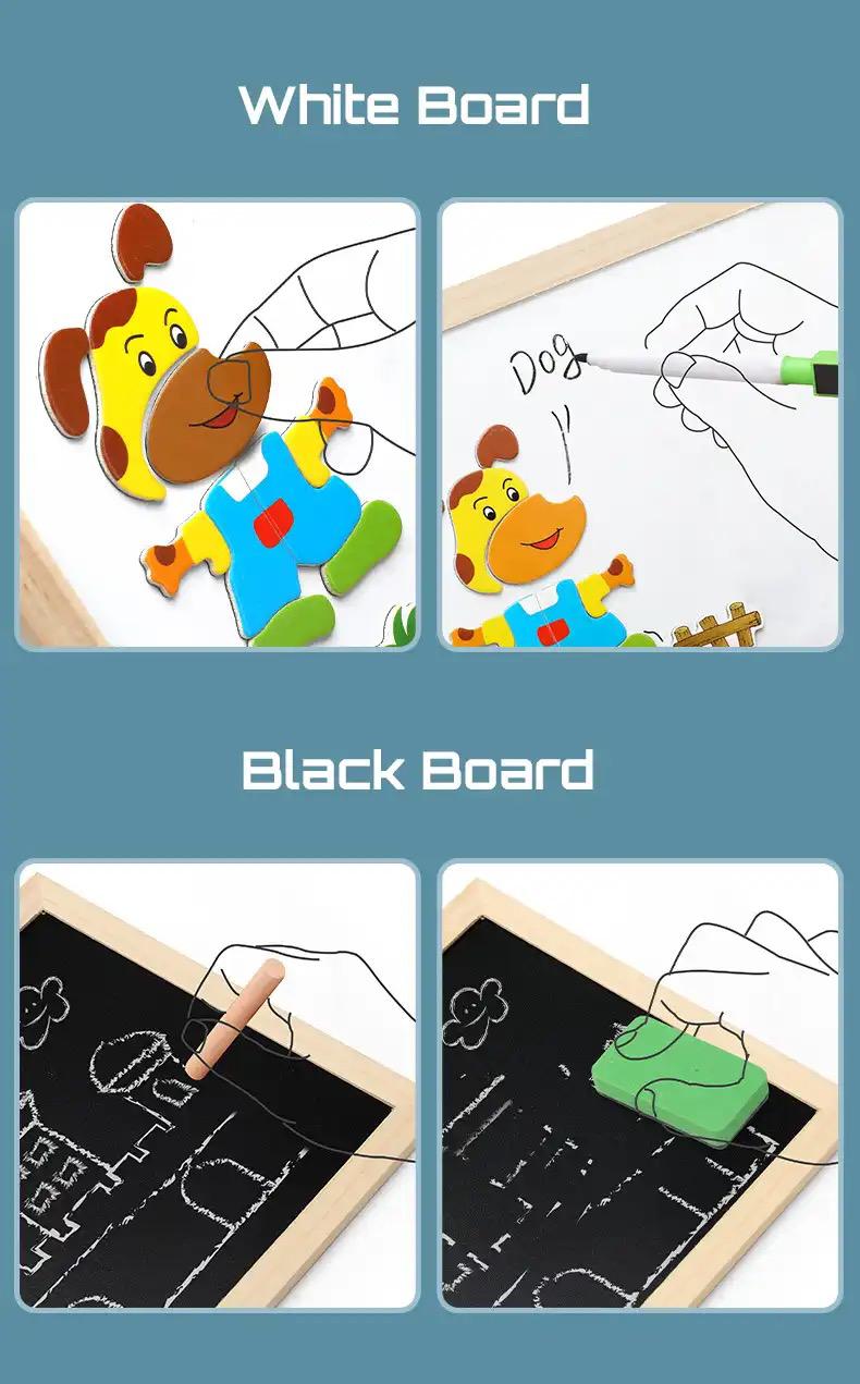 Montessori Zwei-in-Eins-Zeichenbrett mit Magneten für Kinder, Kunstspielzeug für kreatives Spielen