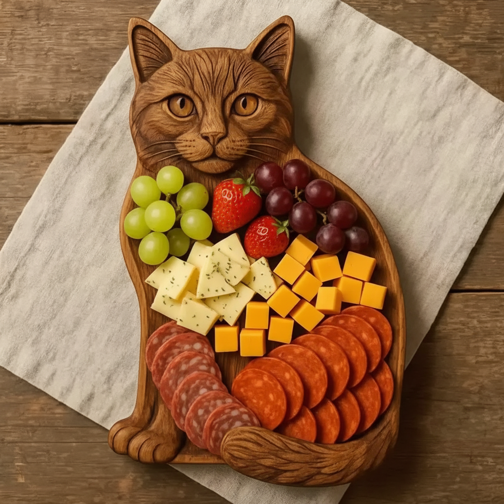 Meowcraft Premium Katteformet Skærebræt Sæt til Charcuterie