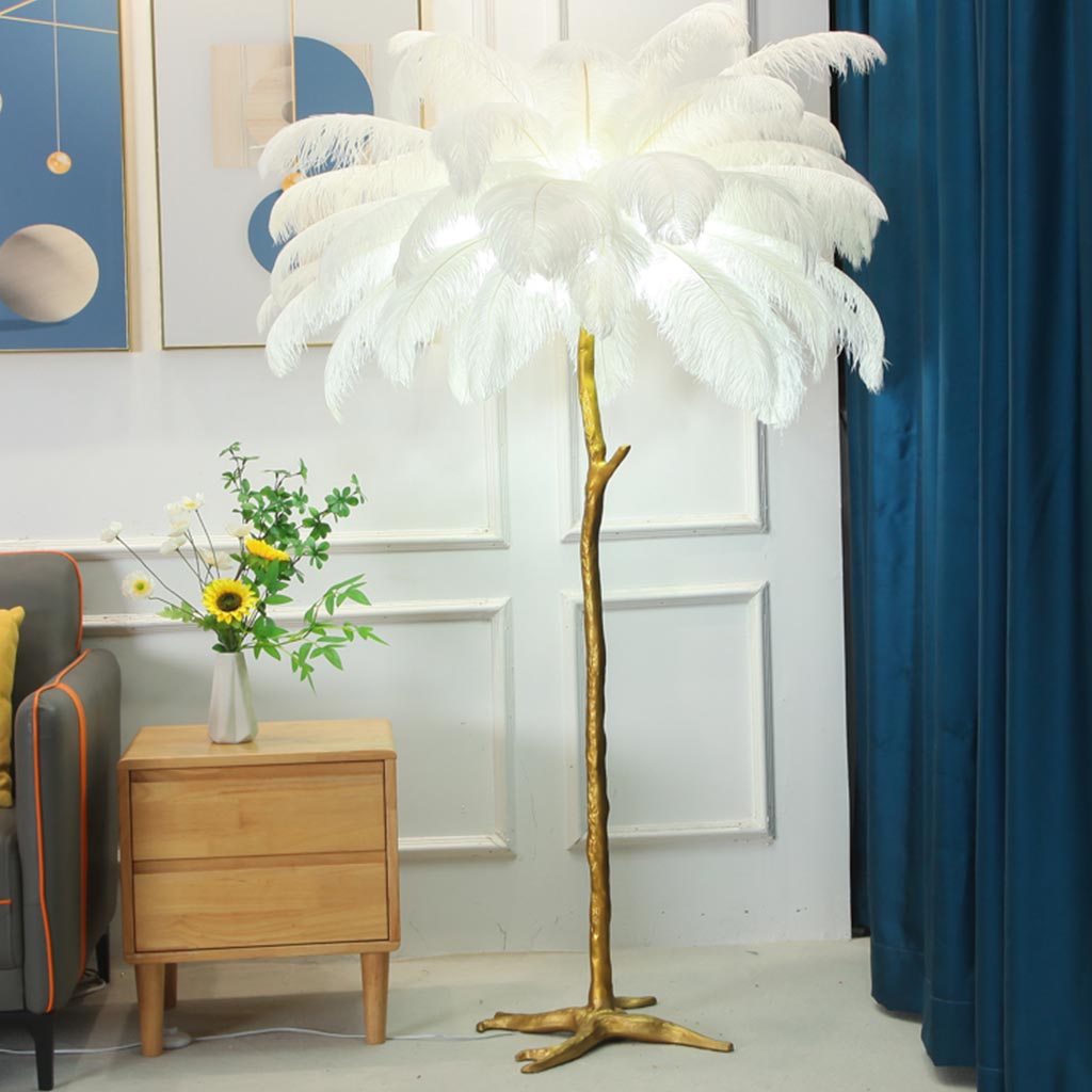 Elegant Ostrich Feather Modern Floor Lamp For Living Room Decor