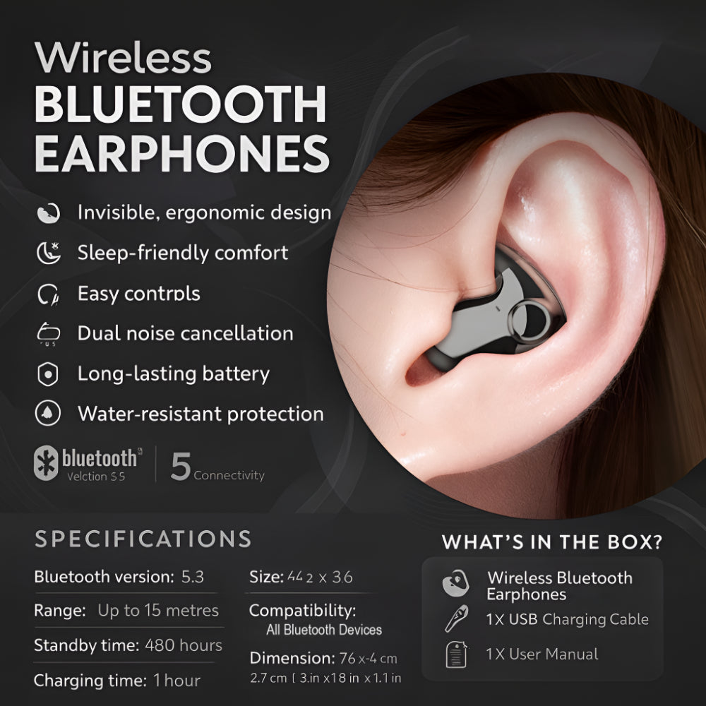 Bezdrátová Bluetooth sluchátka do uší s potlačením hluku