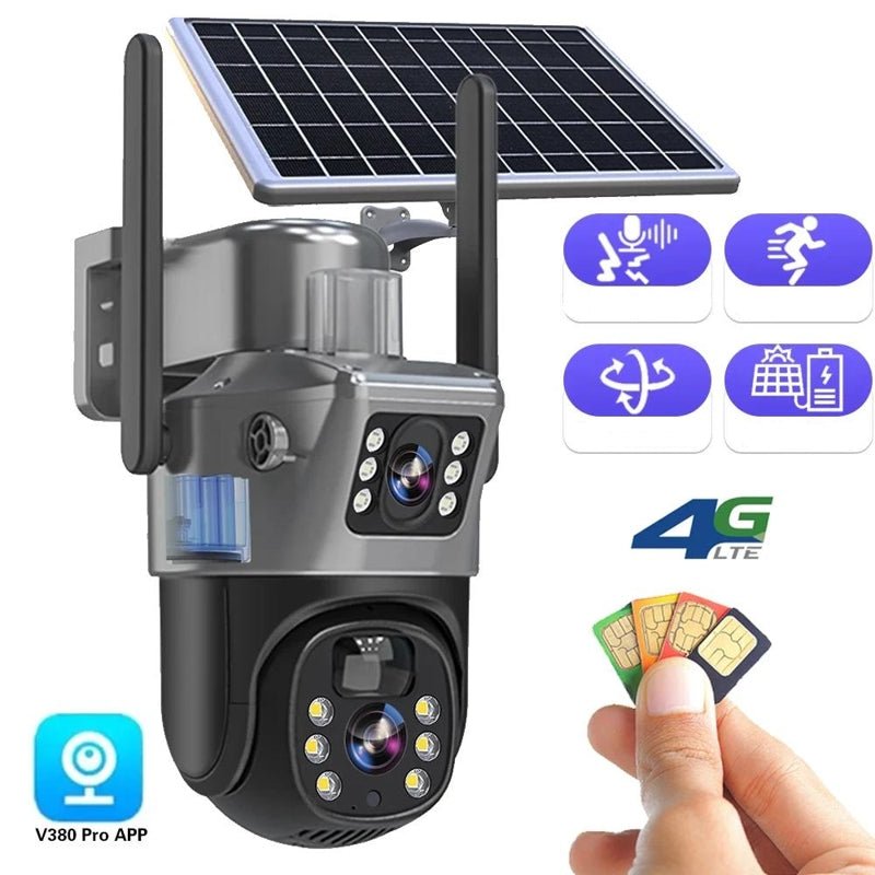 LuminaGuard solární bezdrátová bezpečnostní kamera 4K s dvojitými čočkami a nočním viděním
