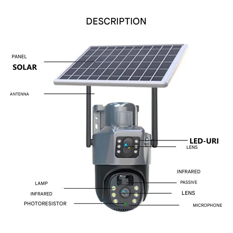LuminaGuard solární bezdrátová bezpečnostní kamera 4K s dvojitými čočkami a nočním viděním