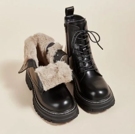 Botas impermeables de cuero forradas con piel para mujer, uso diario y viajes este invierno