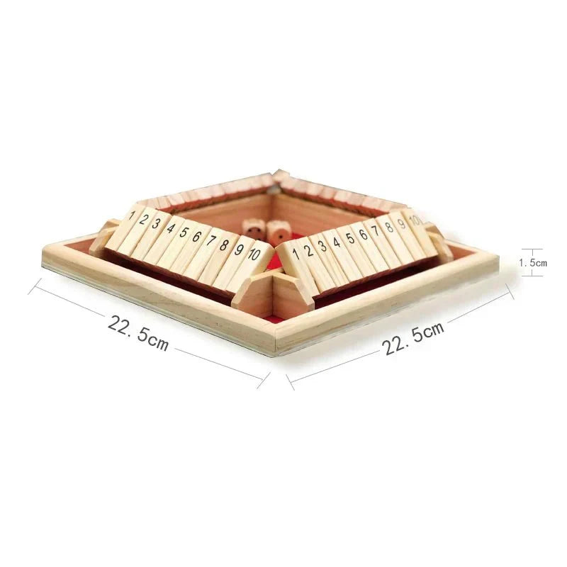 Juego de dados TimberForge Wooden Shut The Box para cuatro jugadores, ideal para reuniones informales