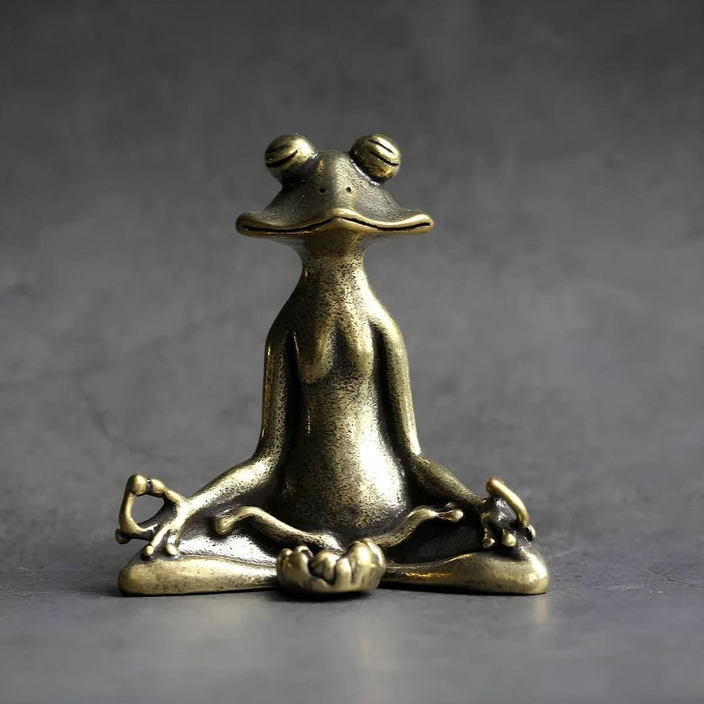 Suporte de Incenso ZenHaven Meditation Frog em Latão para Praticantes de Mindfulness