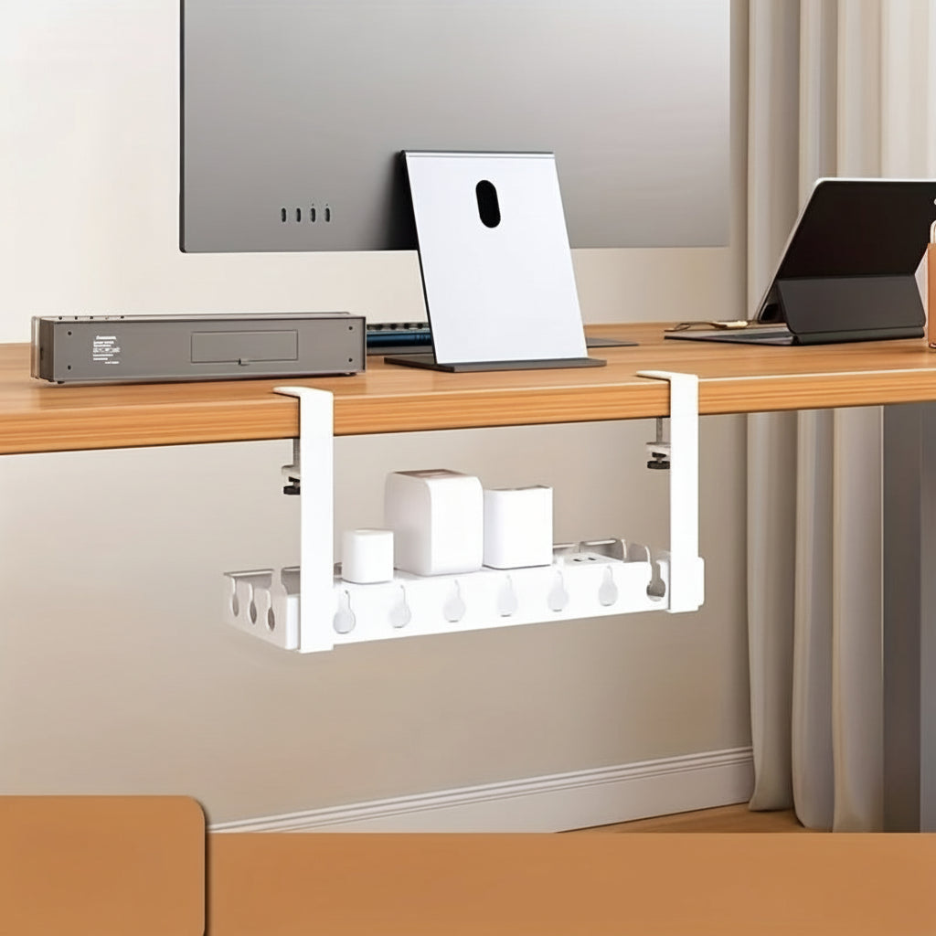 Organisateur de câbles anti-enchevêtrement pour sous le bureau avec sangle réglable et clips