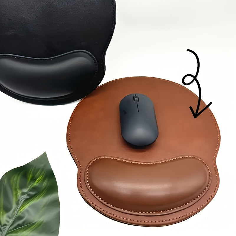 Suport pentru mouse ergonomic ComfyClick din piele ecologică maro, antiderapant