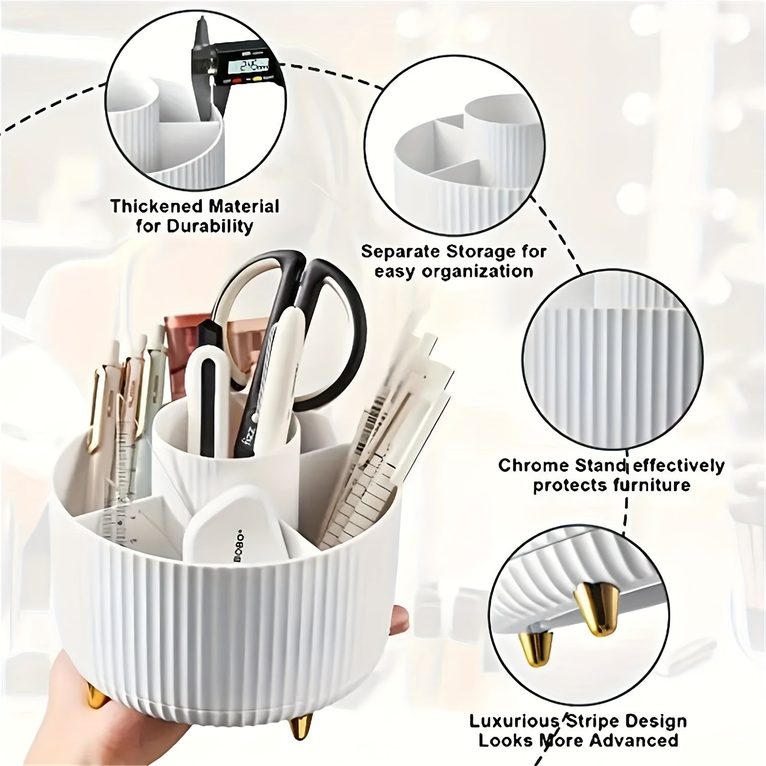 Eleganza 360 graders plastik makeup-opbevaringsorganisator med fem sektioner