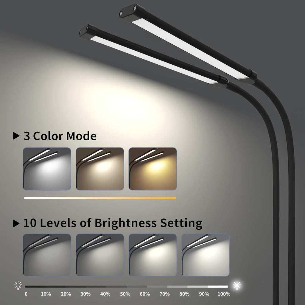 Duolux Clip-On LED-lampa för läsning med justerbara dubbla rör