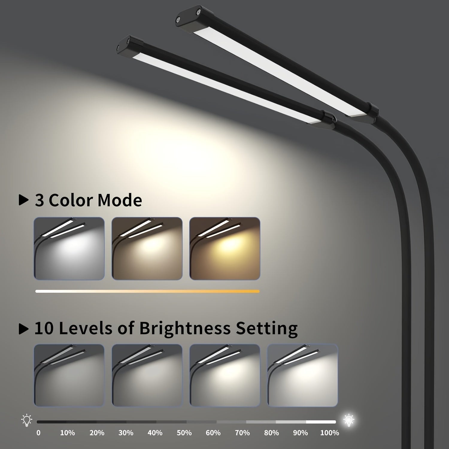 Duolux Clip-On LED-lampa för läsning med justerbara dubbla rör