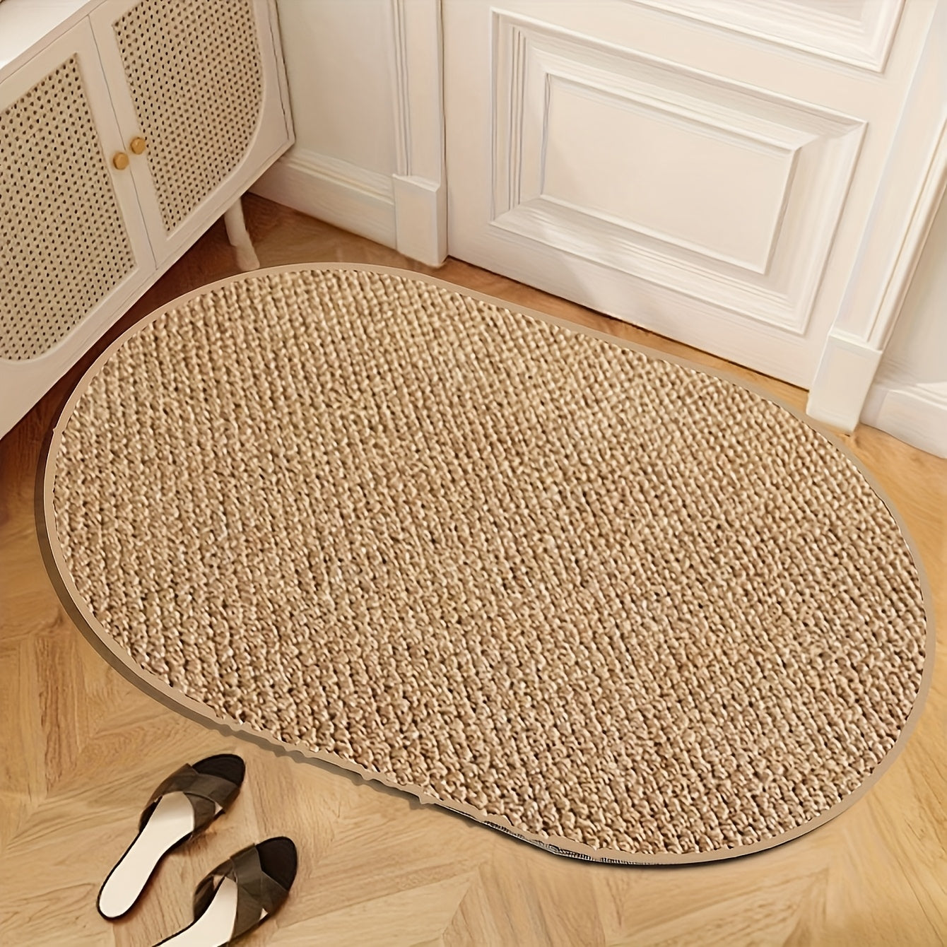 ScandiRoots Oval Rug Brown Nordic Style for Entryways and Bathrooms