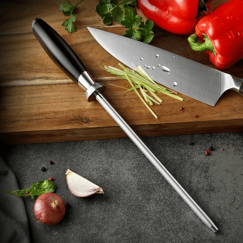 Asta per affilare diamante per coltelli con manico in ebano