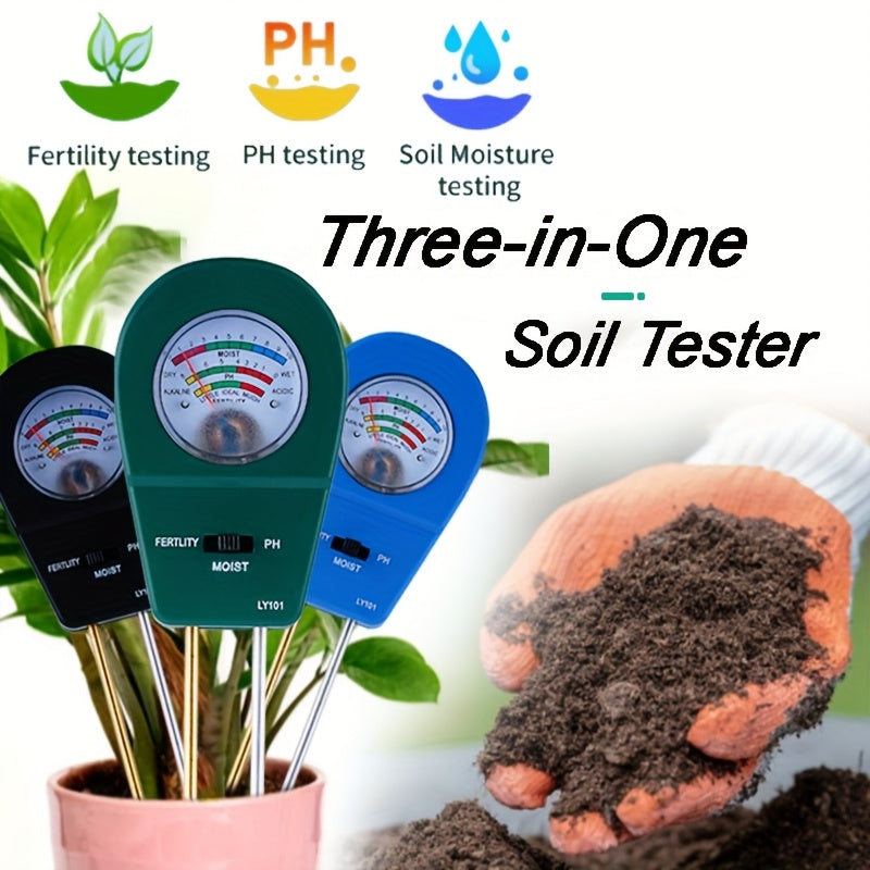 Soiltrio Tester del Terreno 3 in 1 per Umidità, Fertilità e pH