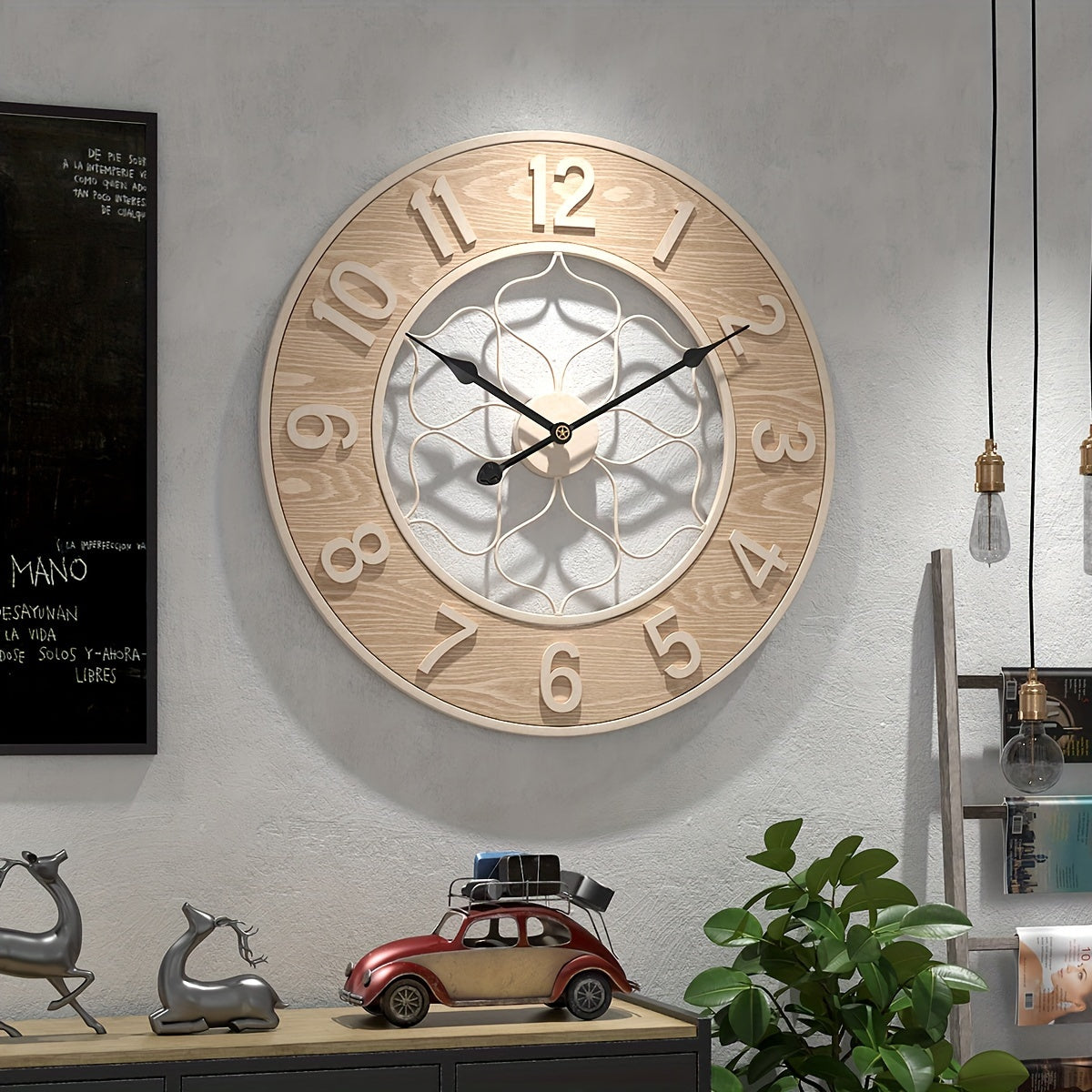 Ironwood Clock Vintage Iron & Wood Wall Clock For Interiors