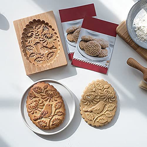 Engraved Wooden Cookie Molds With Pastry Stamps For Gingerbread And Biscuits