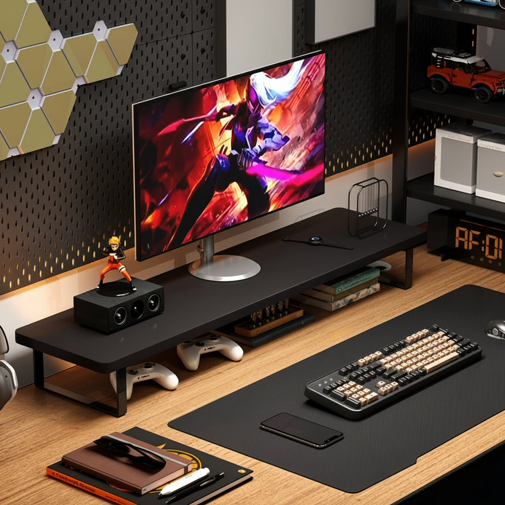 Modura Carbon Steel Desktop Monitor Stand & Organizer
