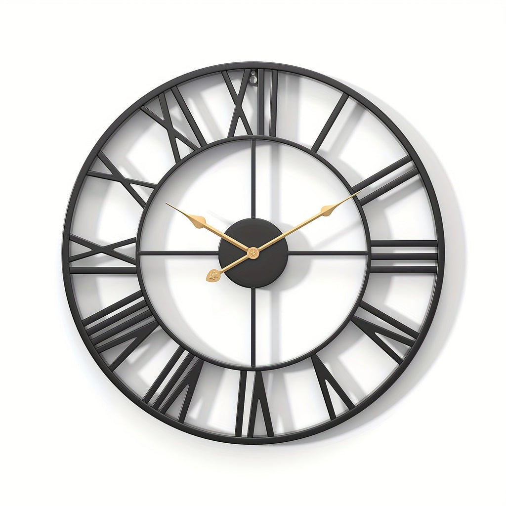 Serenetime Classic Rund Vægur med Metalramme til Soveværelse, Stille