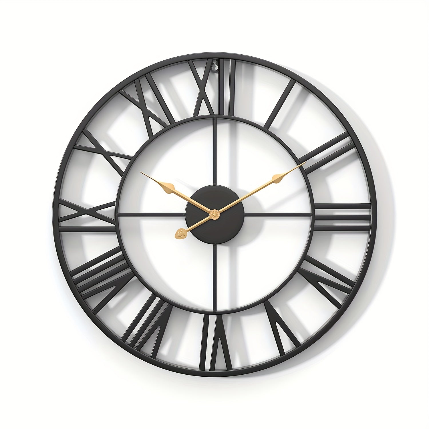 Serenetime Classic Rund Vægur med Metalramme til Soveværelse, Stille