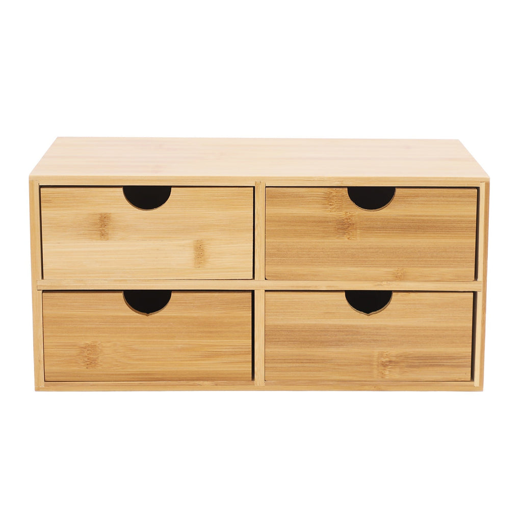 Quaddra Bamboo Fyra Lådor Organizer för Användning i Alla Rum