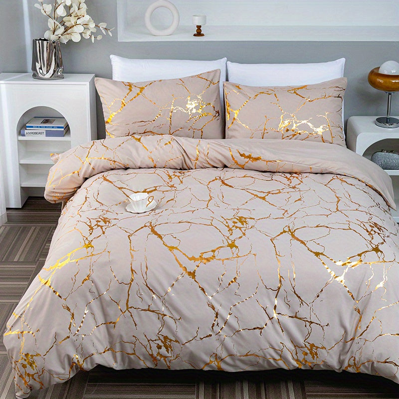 Goldshim Bedding Set With Foil Texture For Modern Bedrooms
