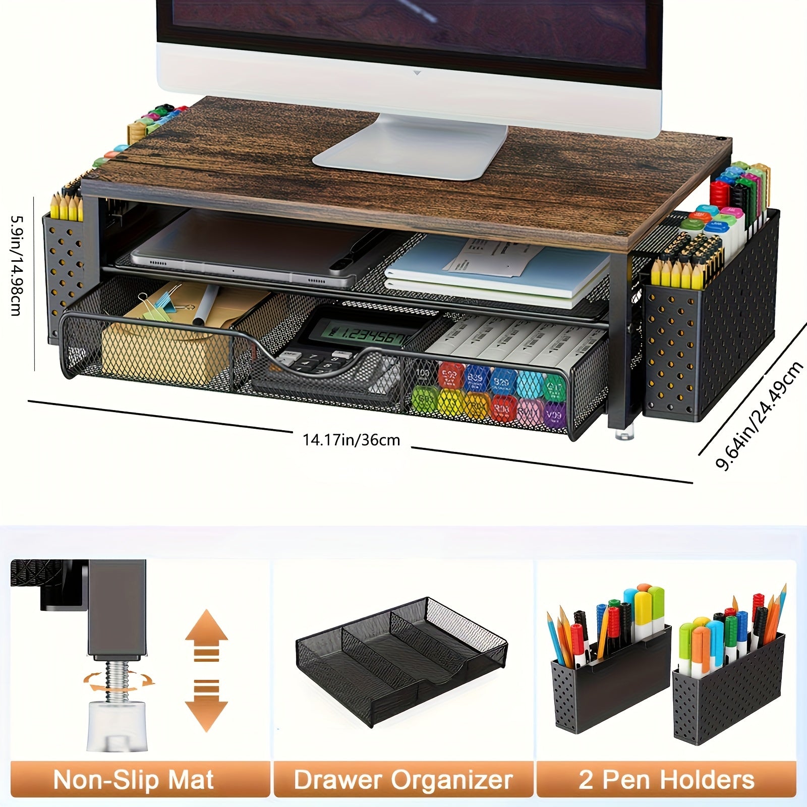 Organiwise All In One Desk Organizer With Monitor Riser