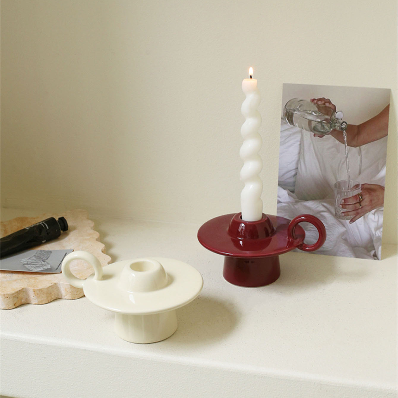 Orbita Ceram Candle Stand In Vintage UFO Style For Tables