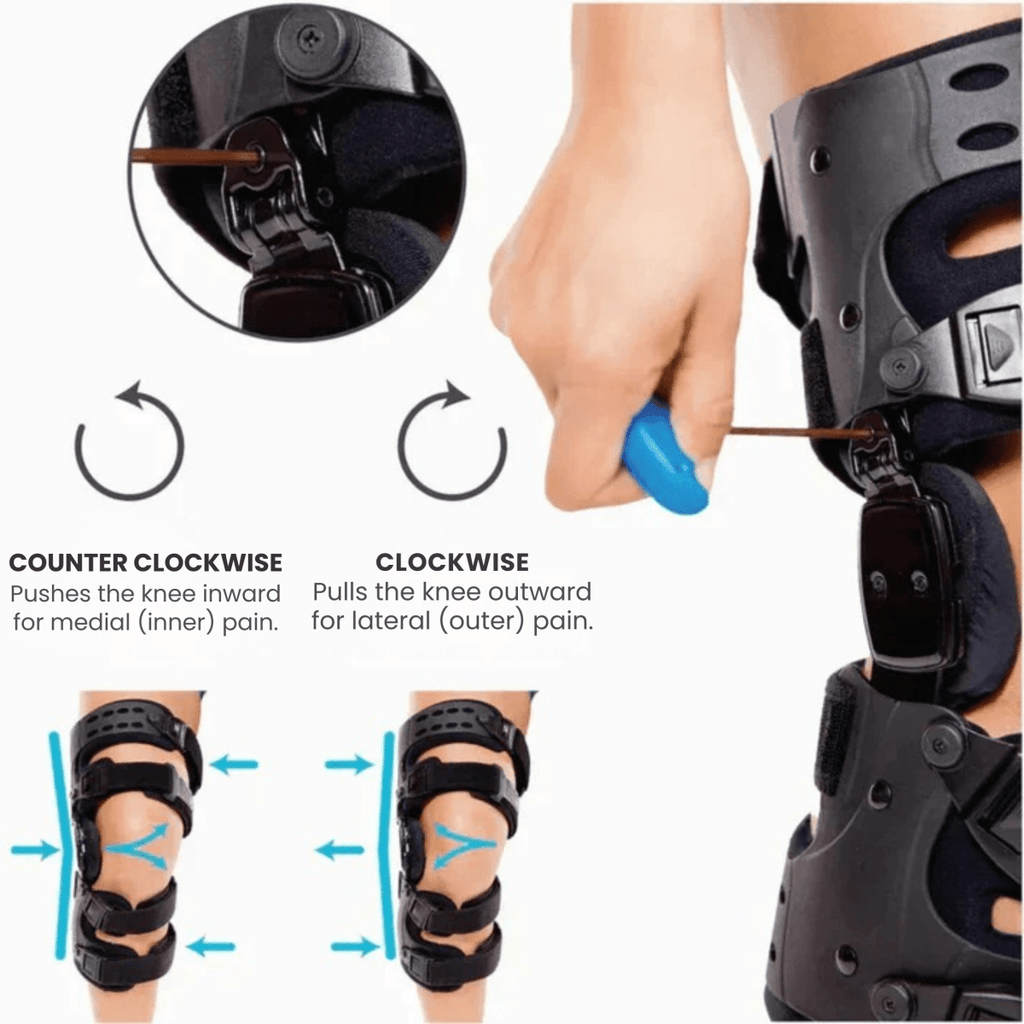 Clip de rodilla ajustable StrideEase que ofrece soporte constante y alivio del dolor