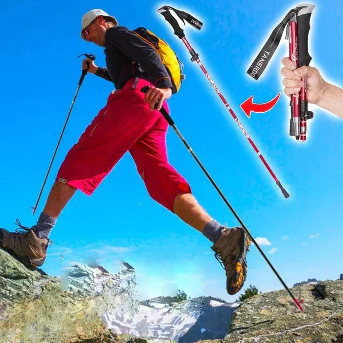 Skládací turistické hole s teleskopickým nastavením pro stabilitu