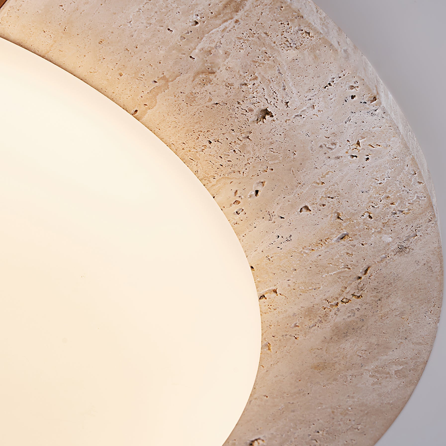 Lyra Vintage Ovale Plafondlamp Geel Travertijn Met Hout En Acryl