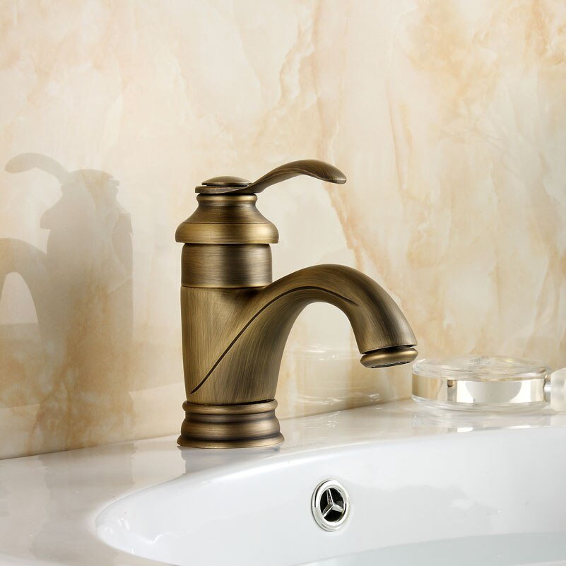 Robinet de salle de bain en laiton antique avec mitigeur pour évier, pour usage commercial dans les bars