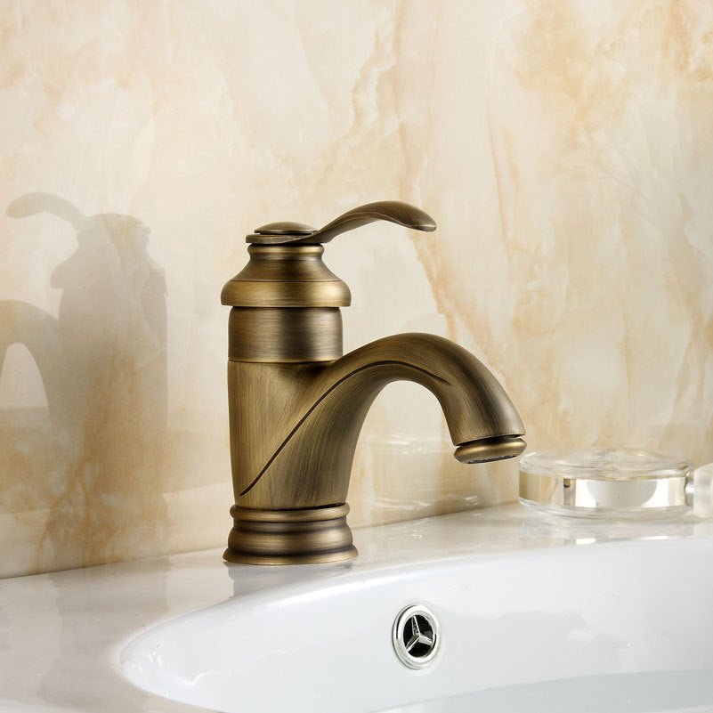 Robinet de salle de bain en laiton antique avec mitigeur pour évier, pour usage commercial dans les bars