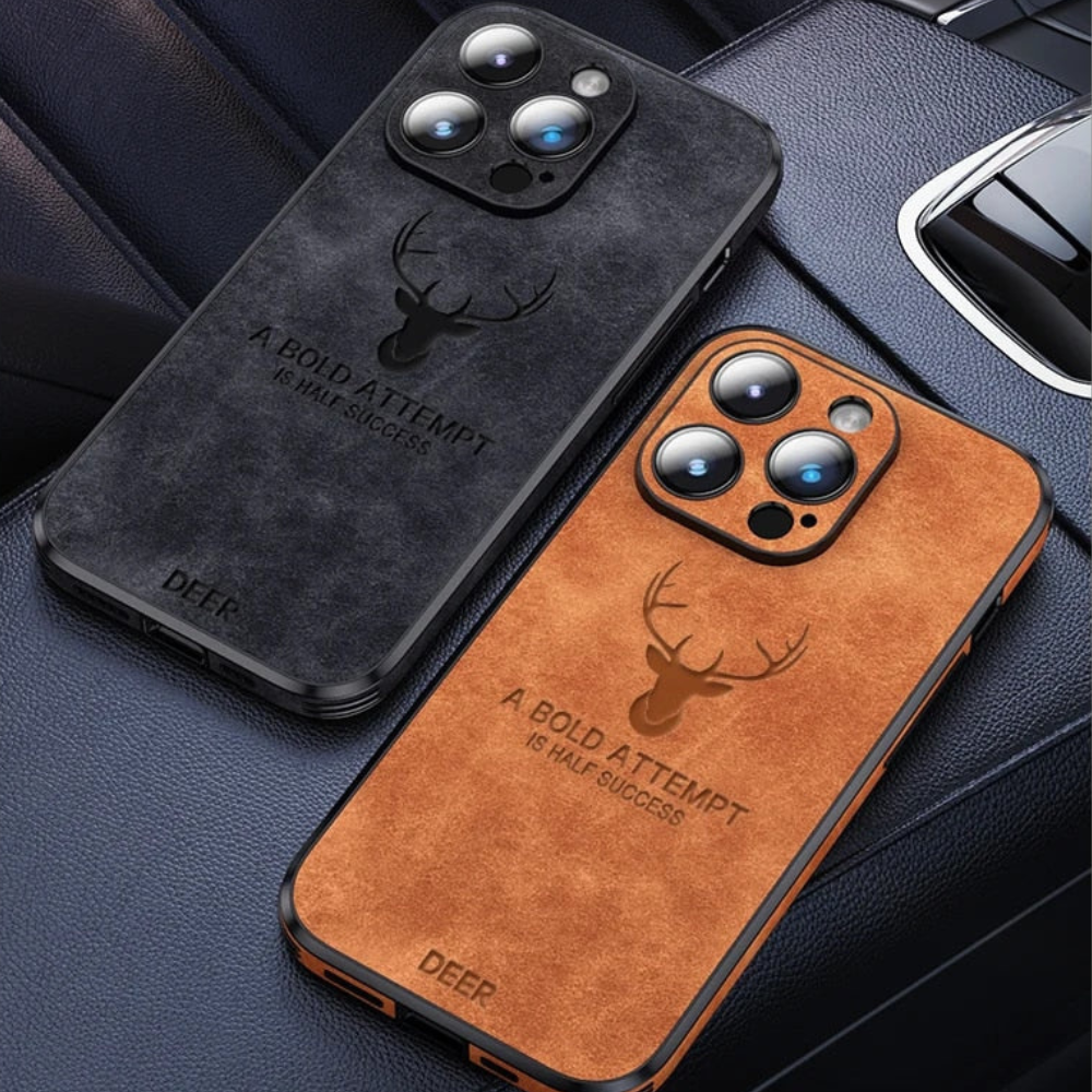 Funda para teléfono de cuero genuino con protección a prueba de golpes, delgada y estilizada