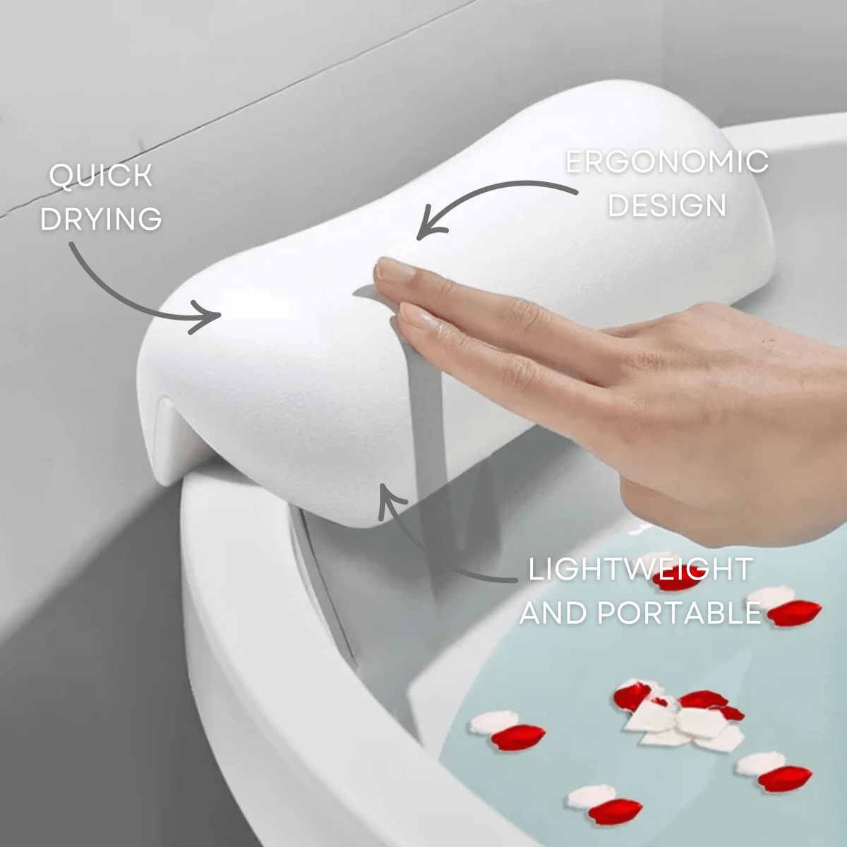 AquaCloud Ergonomic Bath Pillow With Neck And Head Support For Spa Style Relaxation