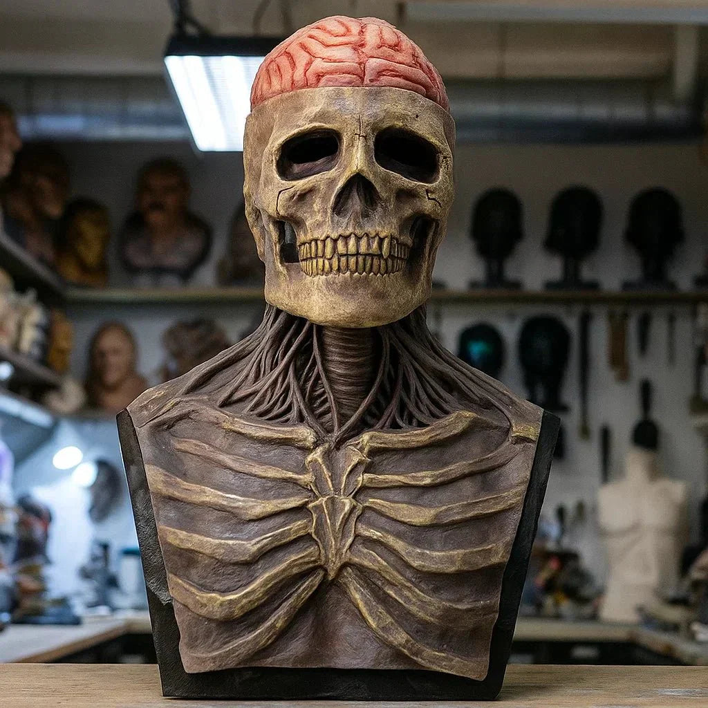 GrimShade Realistic Skeleton Mask With Hat For Halloween Disguise