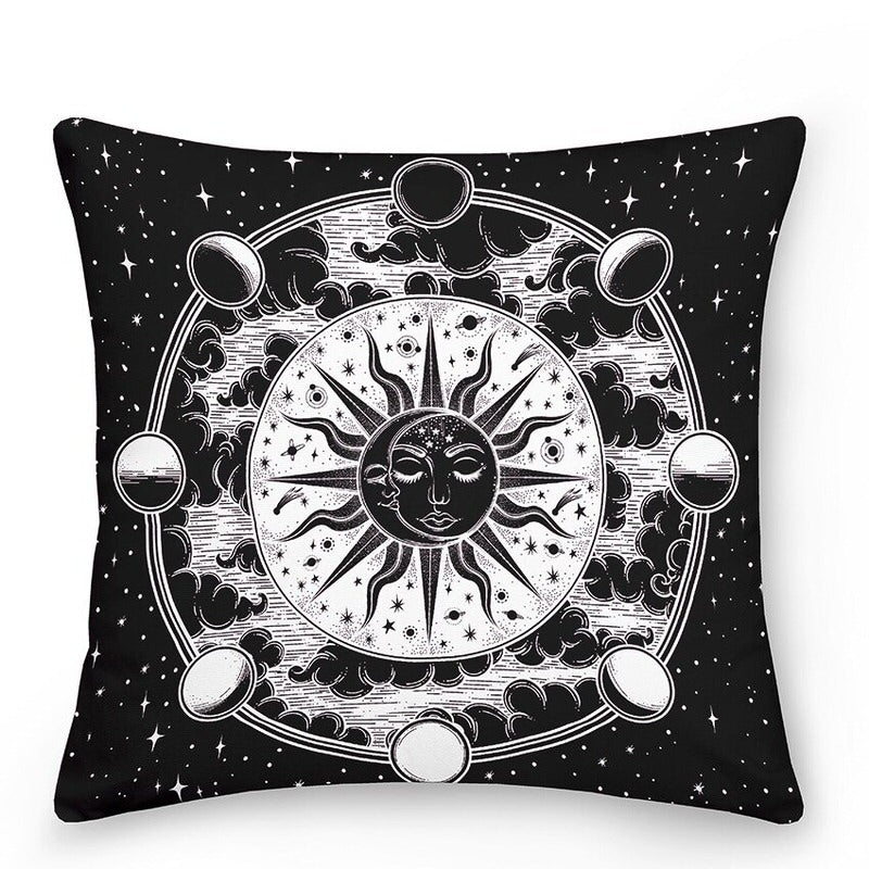 Fundas de Cojín LumaNova Celestial Sol y Luna para Decoración Bohemia
