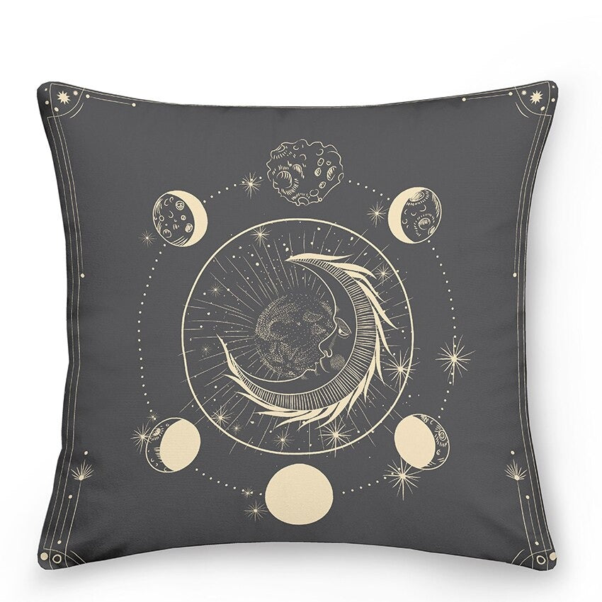 Fundas de Cojín LumaNova Celestial Sol y Luna para Decoración Bohemia