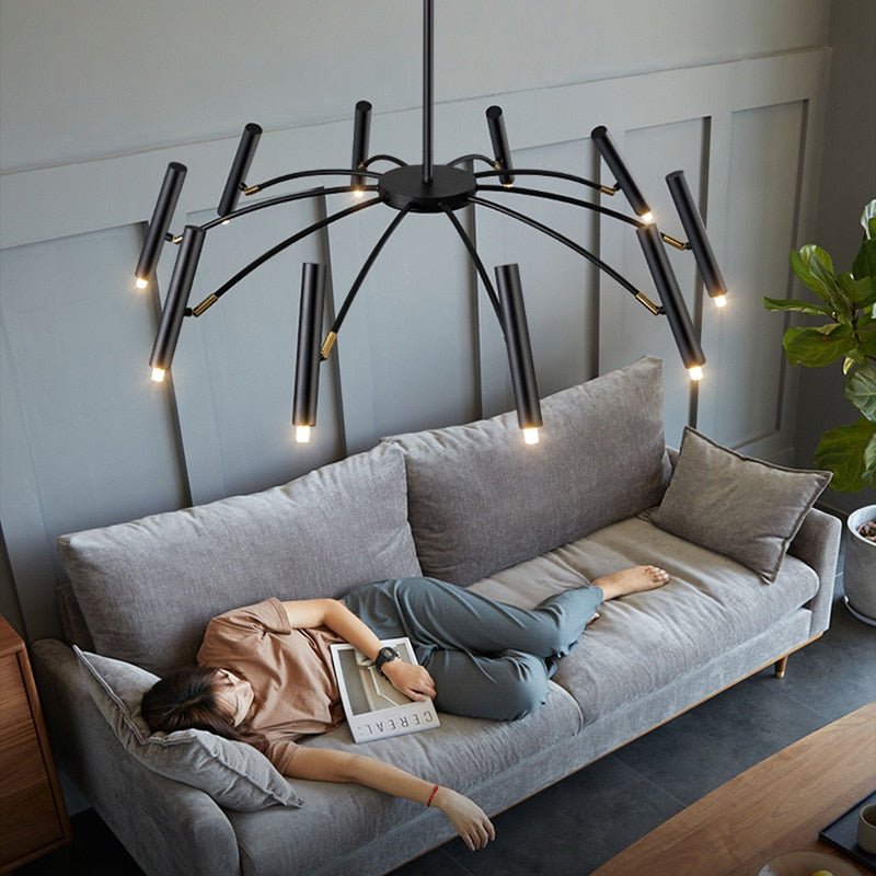 Astra Mid-Century Modern LED-krona med justerbara lampor för matsal