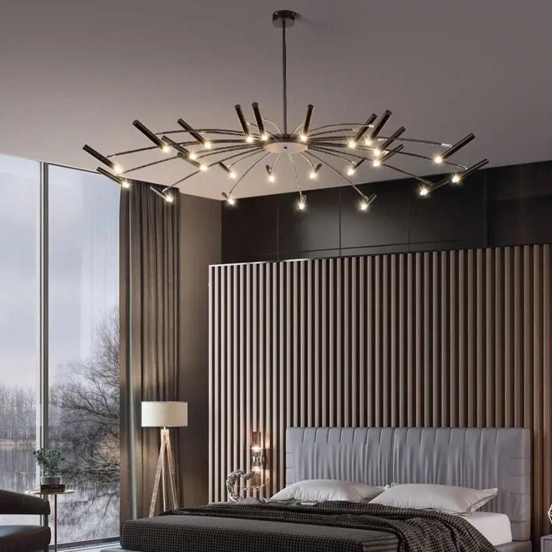 Astra Mid-Century Modern LED-krona med justerbara lampor för matsal