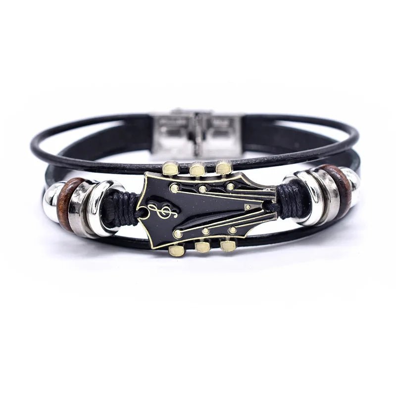 AXECHORD Leather Bracelet For Guitar Lovers With Vintage-Style Look